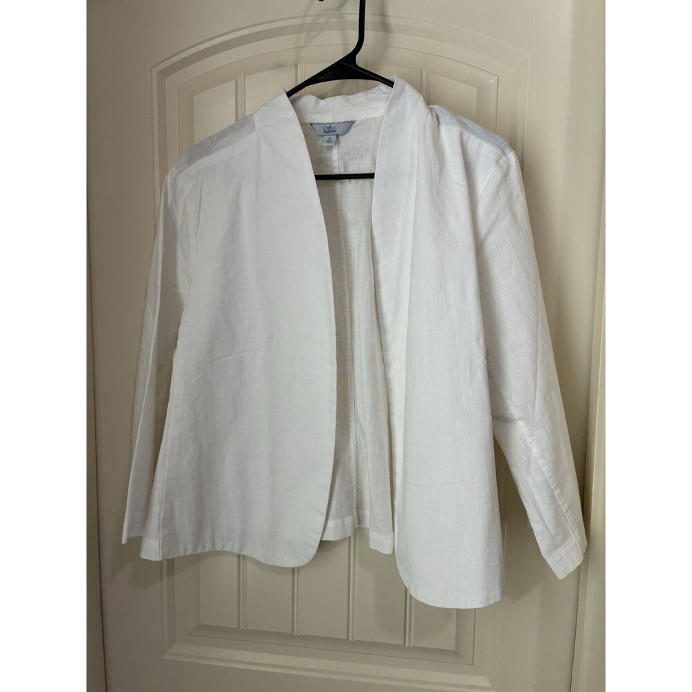 Croft & Barrow New Women’s XL 98% Cotton  White Open Blazer  NWT